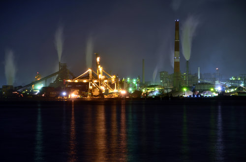 室蘭工場夜景（赤防波堤より）