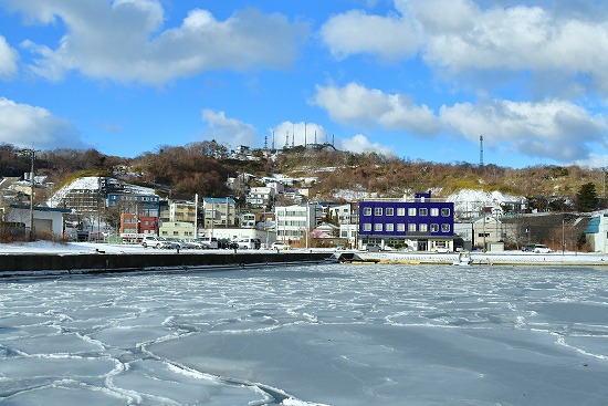 測量山とハスの葉氷